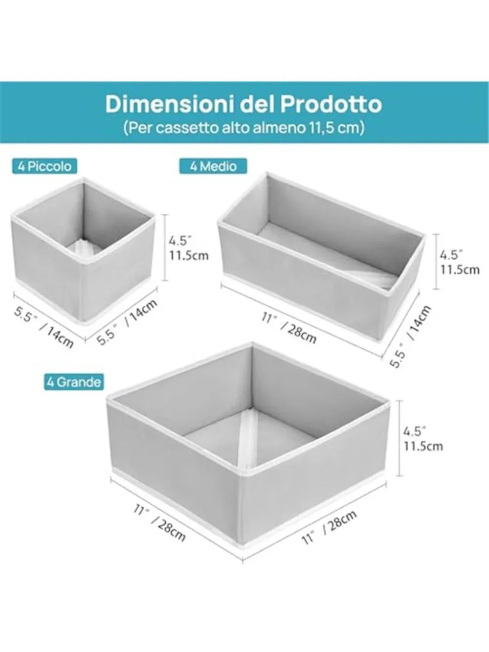 Closet Drawer Organizer Bins Set 12 Pack Fabric Storage Boxes Underwear Socks